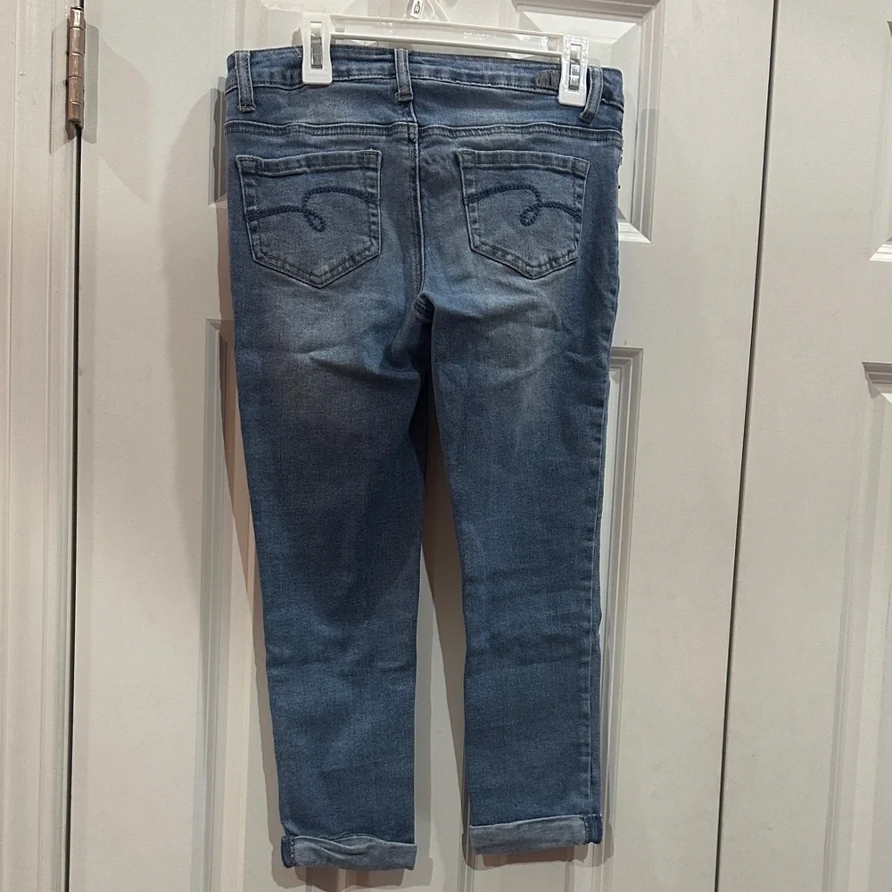 Justice Kids Blue Jeans with White Lace Pockets